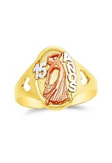 teensy 15 years three tone gold baby ring